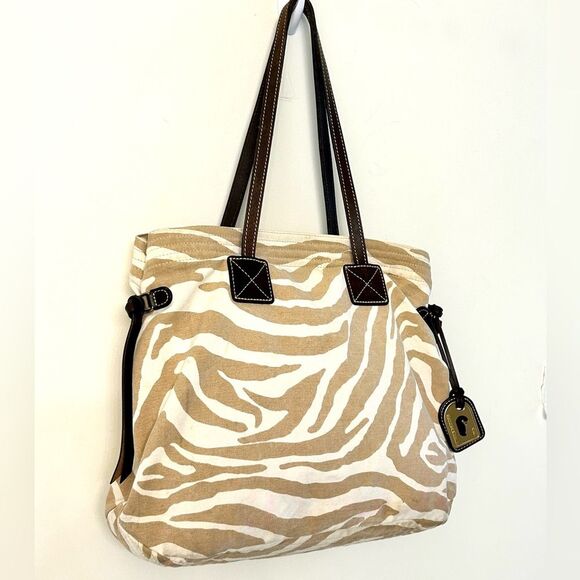 Dooney & Bourke Canvas Tote in Beige Zebra Print with Dustbag - Picture 14 of 16